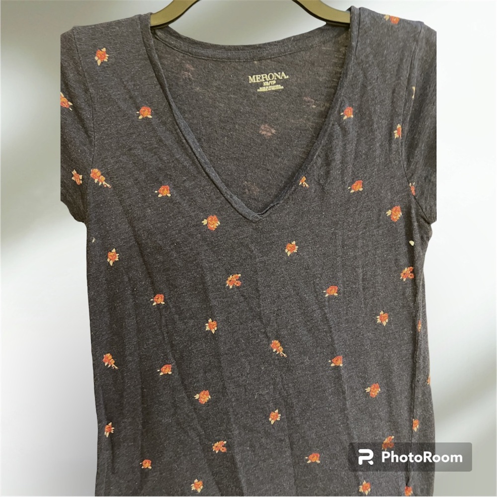 Navy Floral T-Shirt Merona Size XS